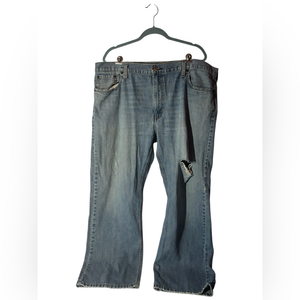 Levi’s 569 Loose Straight Fit Jeans W40 L30 Light Wash Distressed Hem